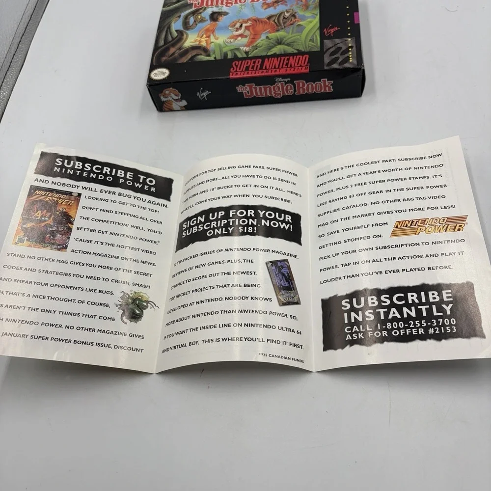 Disney's The Jungle Book SNES 1994 Box Only And Inserts & Poster Super Nintendo